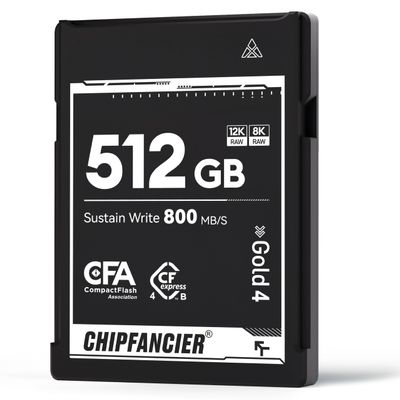CHIPFANCIER CFexpress 4.0 Type B 512GB Memory Card Up to 3550MB/s Read 1550MB/s Write-Raw 8K Video Recording Compatible with Nikon D5/D6/Z7/Z9 Panasonic Canon EOS DJ for Photographers Black
