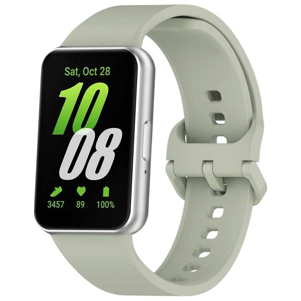 Eiavike Silicone Sport Band for Samsung Galaxy Fit 3, Adjustable Replacement Watch Strap for Galaxy Fit 3 SM-R390 Women Men (Gray Green)