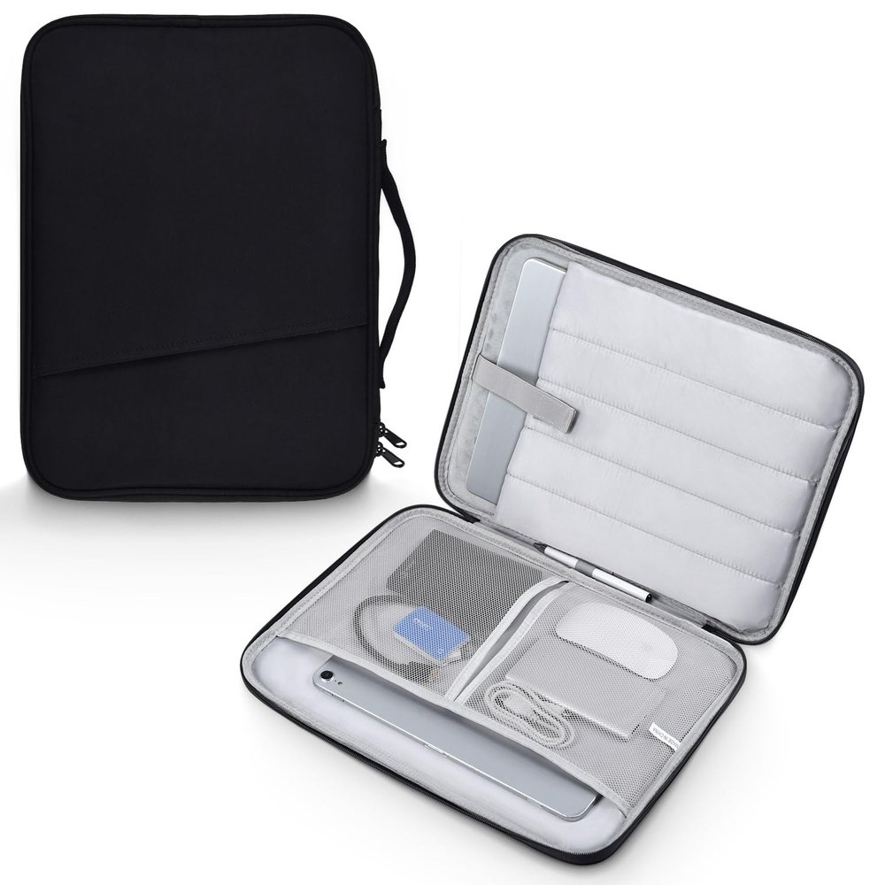 13 Inch Laptop Carrying Sleeve for 2025 Apple MacBook Air 13 Inch Laptop with M4 chip A3240, MacBook Air 13.6" M3 A3113 2024 / M2 A2681 2022 Protective Bag Case with Handle Pocket - Black