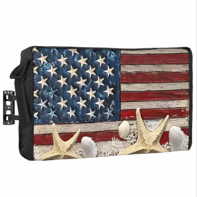 DecorLovee Coastal American Flag Outdoor TV Cover 70 to 75 Inches Weatherproof & Waterproof, Starfish Shell Vintage Outdoor TV Enclosure with Remote Control Pocket, TV Screen Protectors for Outside TV