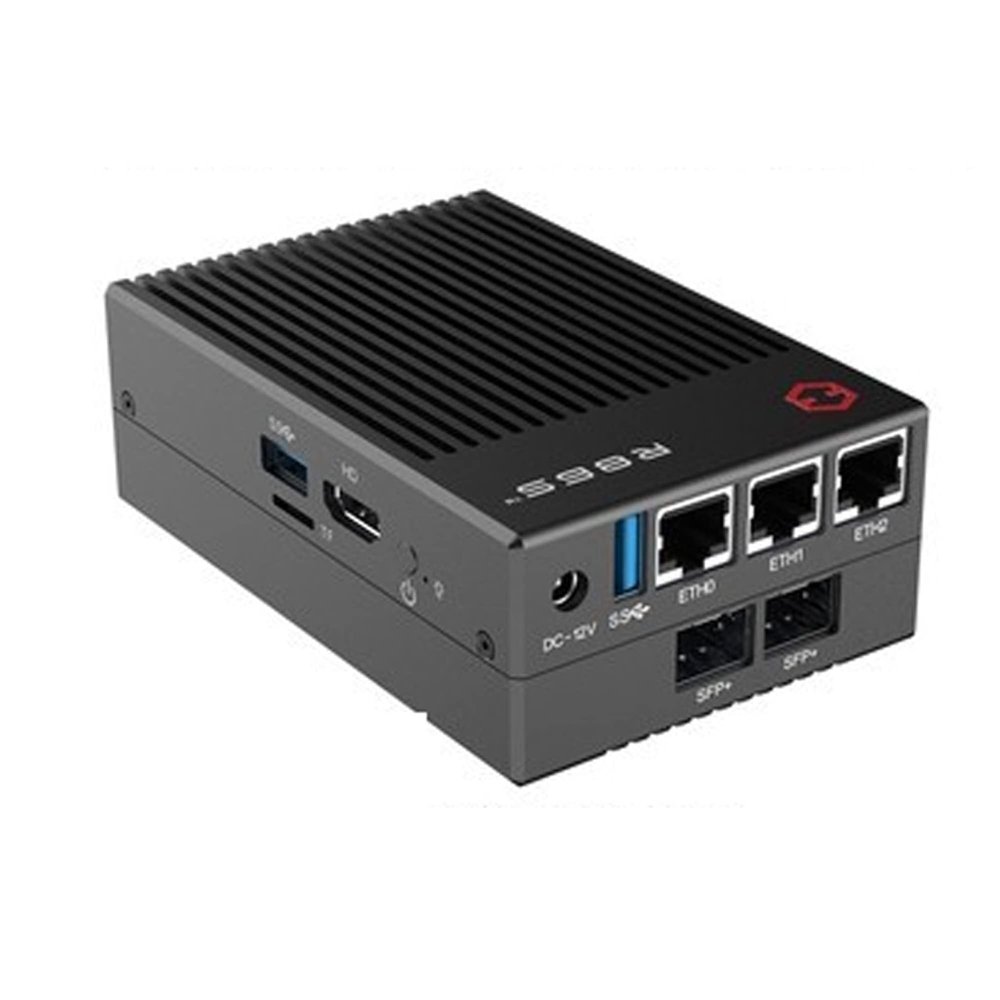 R86S U4 Black Soft Routing Multi-net Port with Intel Mini Host N6005 32GB Memory 128GB Hard Drive 10 Gigabit Fiber Port 2.5G Router