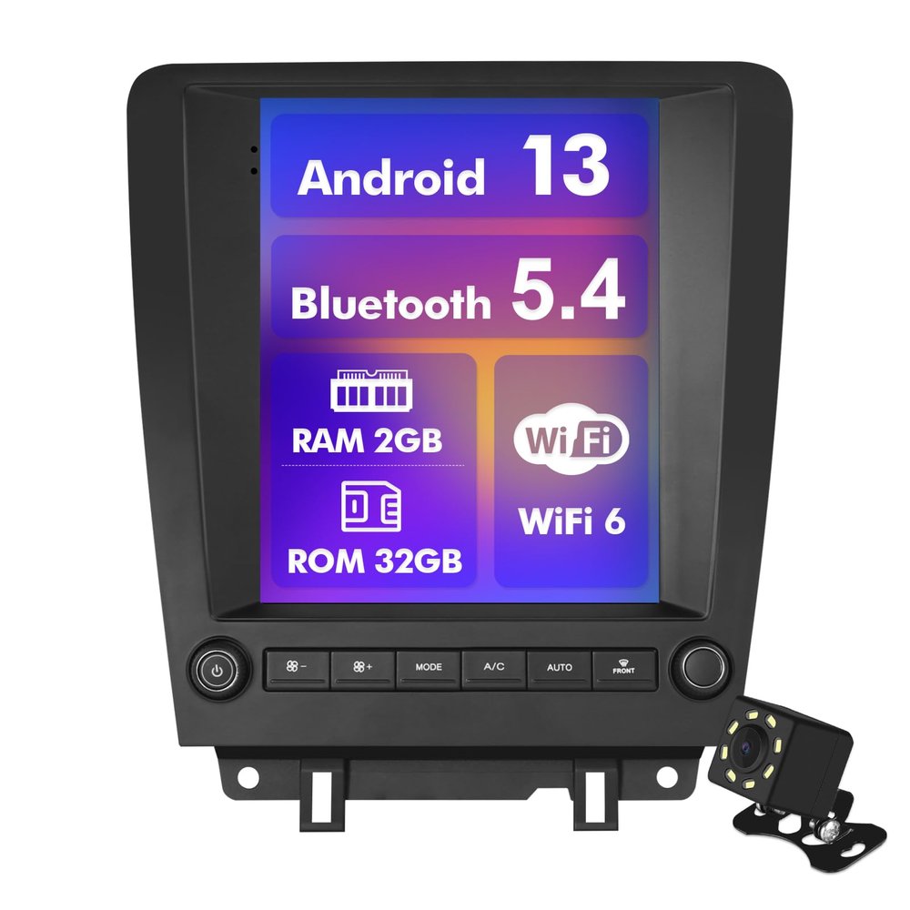 Android 13 Car Radio for 2+32G Ford Mustang 2010-2014 9.7'' 1280 * 720 Touchscreen Car Stereo with Carplay Android Auto Backup Camera Mirror Link GPS Navigation WiFi 6 Bluetooth 5.4 FM SWC