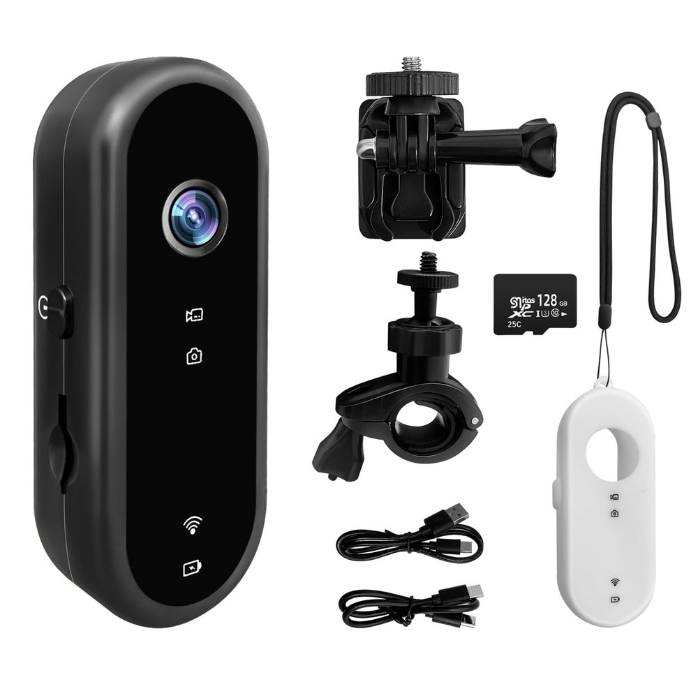 1080P Mini WIFI Action Camera, 128G Thumb Portable Body Cam Wearable Video Recorder With Motion detection Camcorder, Helmet Mount, Magnetic Sport DV for Cycling, Diving, Travel, and Outdoor Adventures