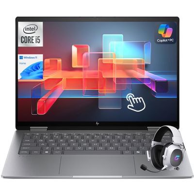 HP Envy x360 2-in-1 Touchscreen Laptop, 14" FHD, 10-Core Intel Core 5 120U (Beats i7-1255U), 8GB RAM, 1TB SSD, FP Reader, Backlit, WiFi 6E, Webcam, USB-C, RGB Headset, Win 11