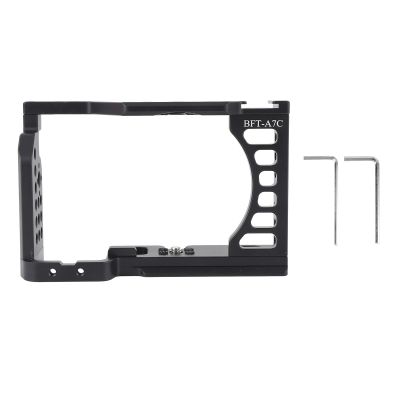 Aluminum Alloy Camera Cage, A7C Vertical Cage with Cold Shoe Mount, Easy Disassembly, Threaded Holes, Arca Style Track, for A7C Camera