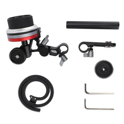 Mini Follow Focus, Follow Focus with A/B Stops & Lens Gear Ring 15mm Rod & Rod Clamp & Snap on Gear Ring Belt for DLSRs and Mirrorless Cameras Fits Different Diameter