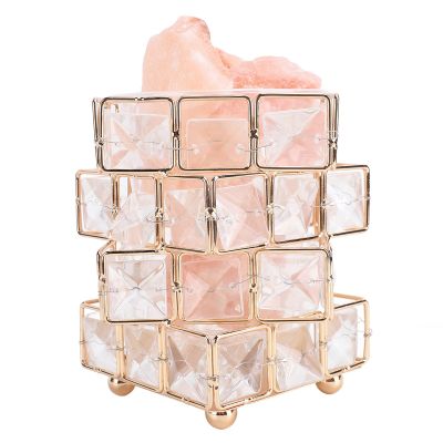 Himalayan Pink Salt Lamp, Handcrafted 4 Layer Crystal Design with Brightness Control, Night Light for Bedroom, USB