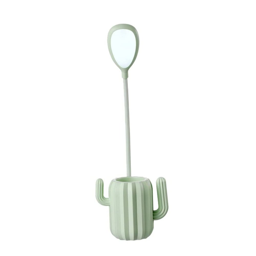 DECOMELODY Cactus USB Table Lamp LED Eye Protection Reading Light for Office and Bedroom Compact Design Pen Holder Green