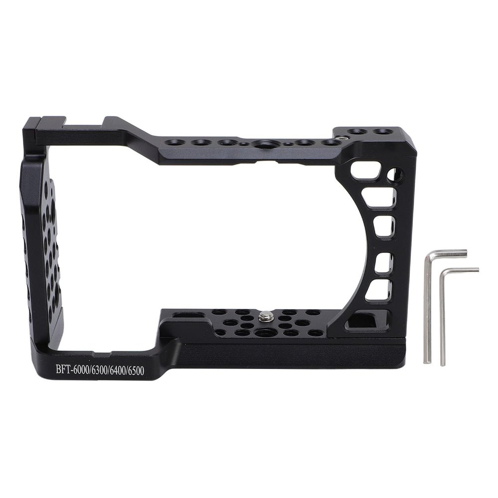 Camera Cage Rig Video Movie Making Cold Shoe Mount 1/4in 3/8in Screw Hole Portable Aluminum Alloy for A6500 Camera
