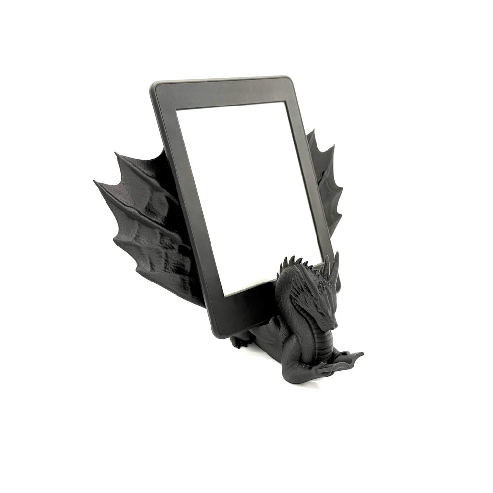 Dragon E-Reader Stand Fantasy Tablet Holder, 7.9 x 5.8 inches, Black Unique Gift for Book Lovers & Kindle Enthusiasts