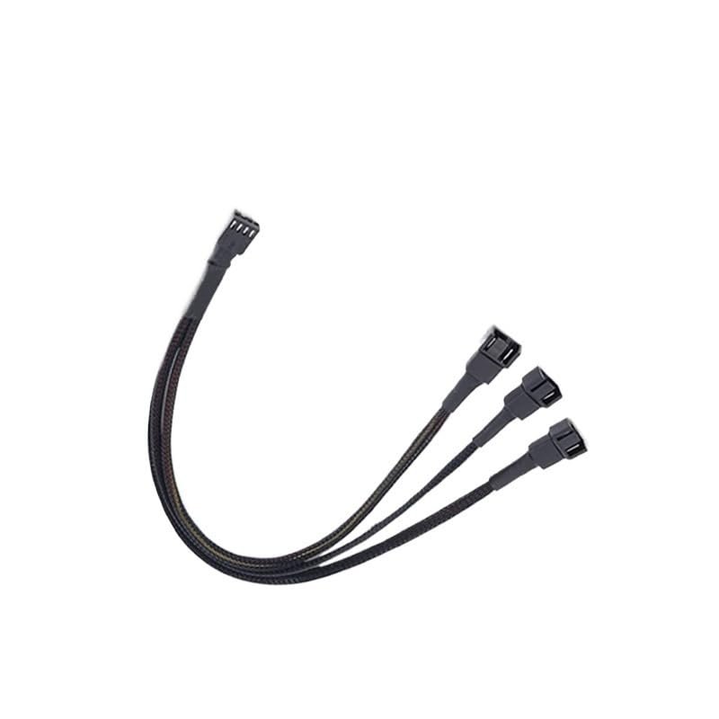 BOXUWFO HONGP 12V/4Pin PWM Black/White Adapter Cable 1 to 3 Computer CPU Cooler Fan Splitter PC Chassis Fan Extension Power Cable