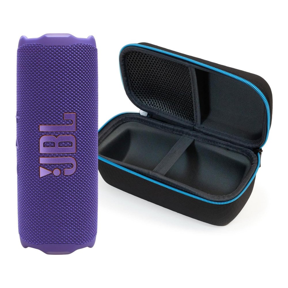 JBL Flip 7 (Purple) + Bundle with divvi! Protective Hardshell Case (Black)