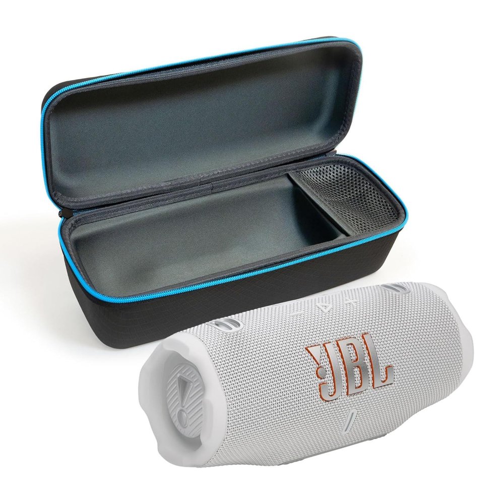 JBL Charge 6 (White) + Bundle with divvi! Protective Hardshell Case (Black)