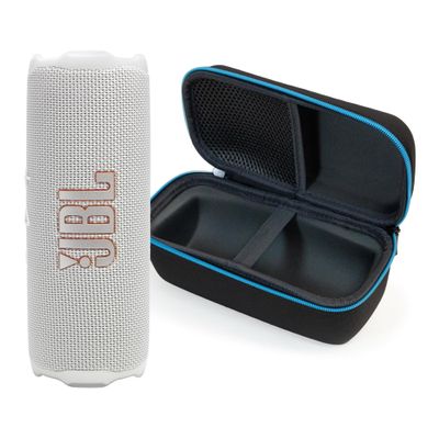 JBL Flip 7 (White) + Bundle with divvi! Protective Hardshell Case (Black)