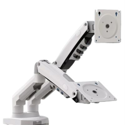 F160 Holder Full Motion Dual Arm Monitor Support 17-30 Inch Mount Bracket Load 2-9 Kgs Each(2024 White 2xUSB3.0)