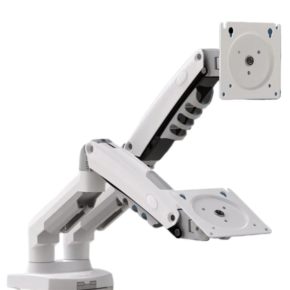F160 Holder Full Motion Dual Arm Monitor Support 17-30 Inch Mount Bracket Load 2-9 Kgs Each(2024 White 2xUSB3.0)