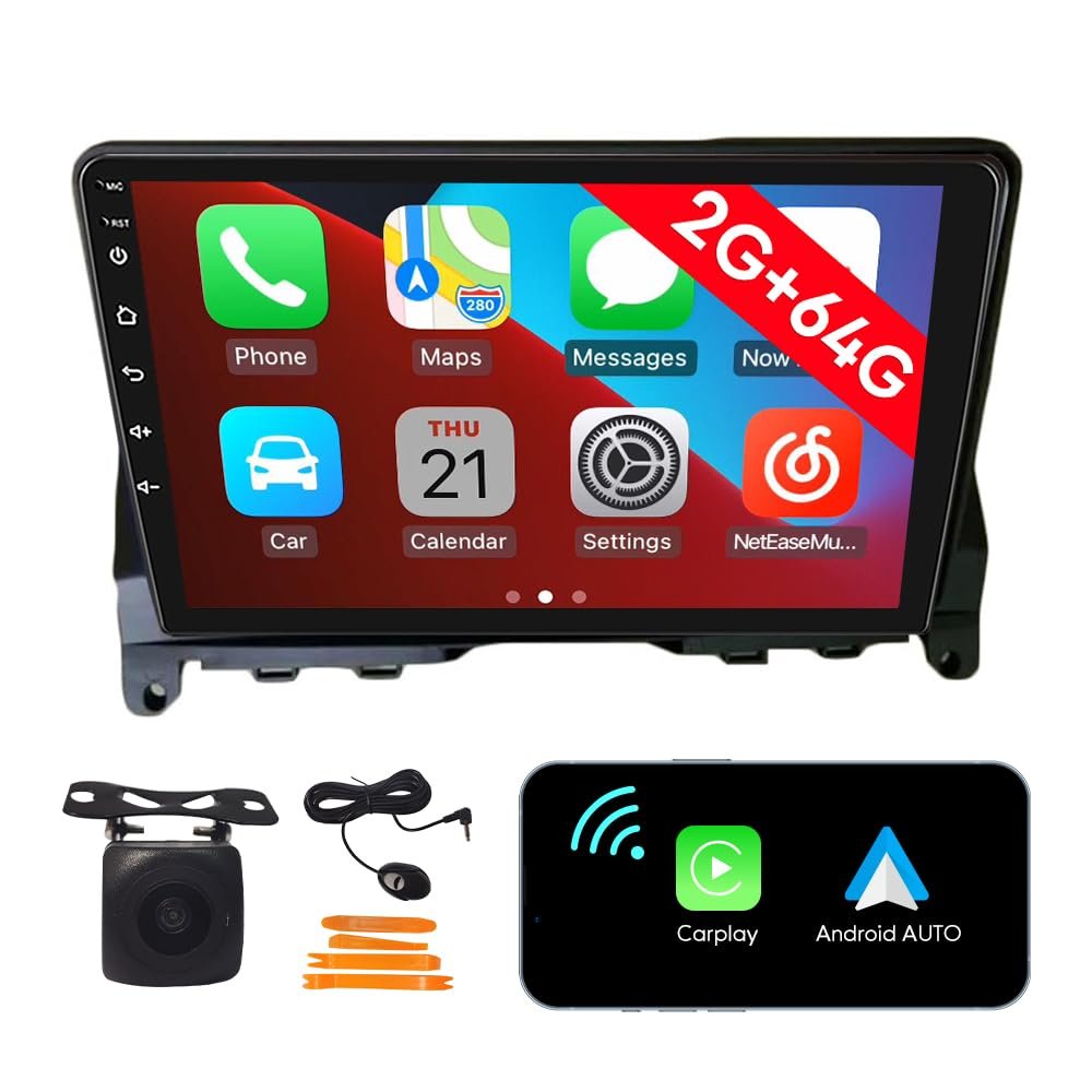 [2G 64G] Android Car Stereo FM Radio Carplay Android Auto 9" Touchscreen Headunit Media Player with Backup Camera for Benz C Class 2007 2008 2009 2010
