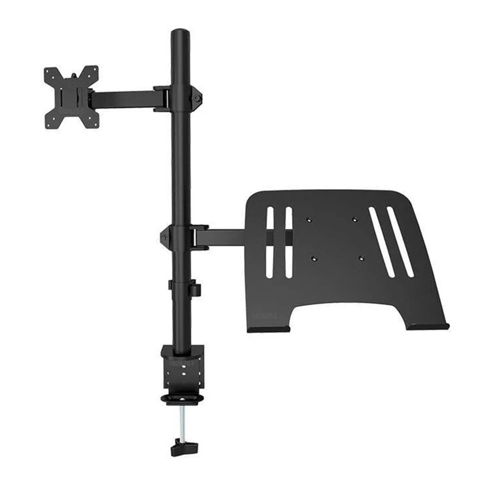 EFZRZYJ M076 Dual LCD Monitor Desk Mount Fully Adjust Stand with Extra Laptop Tray for Laptop Notebook Up to 17" and Screen Up to 32"(M076)