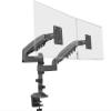 H180 Double Monitor Desk Holder Arm Gas Spring Full Motion 17"-27" LCD TV Mount Ergonomic Dual Arm Clamp Bracket 2-9kgs Each(Matte Charcoal) view 1