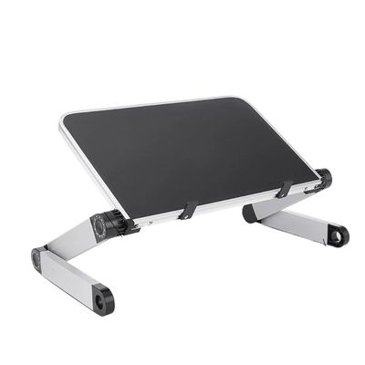 Adjustable Laptop Desk Stand Portable Aluminum Ergonomic Lapdesk for TV Bed Sofa PC Notebook Table Desk Stand with Mouse Pad(DNZ-White)