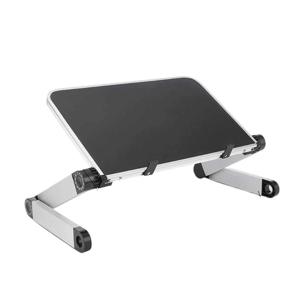 Adjustable Laptop Desk Stand Portable Aluminum Ergonomic Lapdesk for TV Bed Sofa PC Notebook Table Desk Stand with Mouse Pad(DNZ-White)