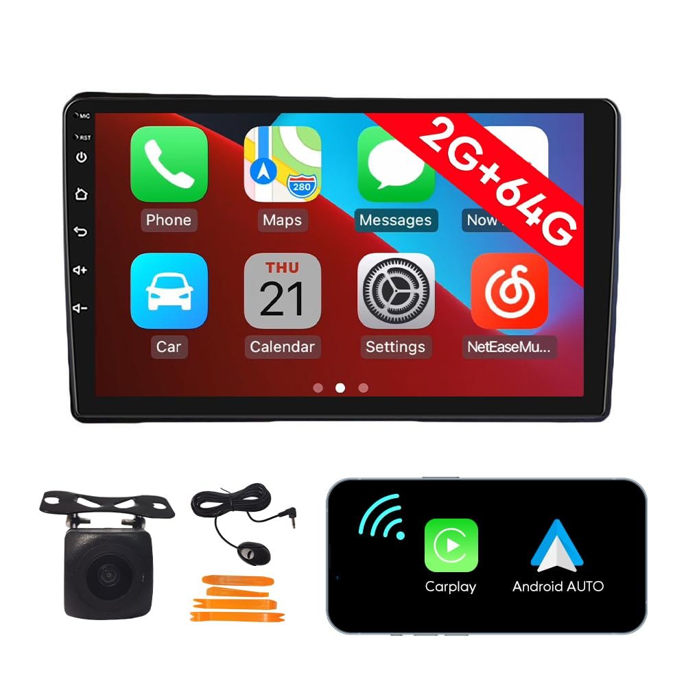 [2G 64G] Android Car Stereo FM Radio Carplay Android Auto 9" Touchscreen Headunit Media Player with Backup Camera for Audi A4 2002 2003 2004 2005 2006 2007 2008