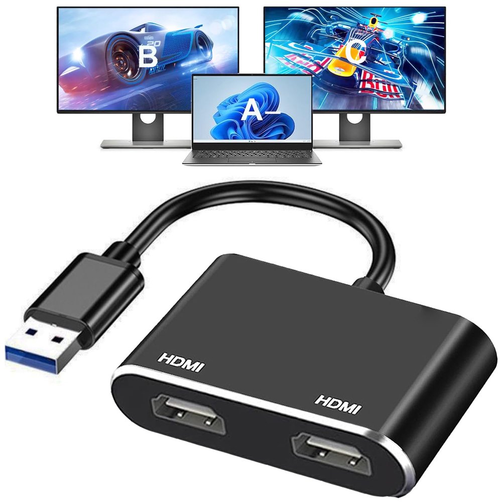 AKWOR USB to HDMI Adapter, USB 3.0 to HDMI 1080P Video Audio Converter Connect PC, Laptop to Monitor/HDTV/Projector, Support Windows Systems