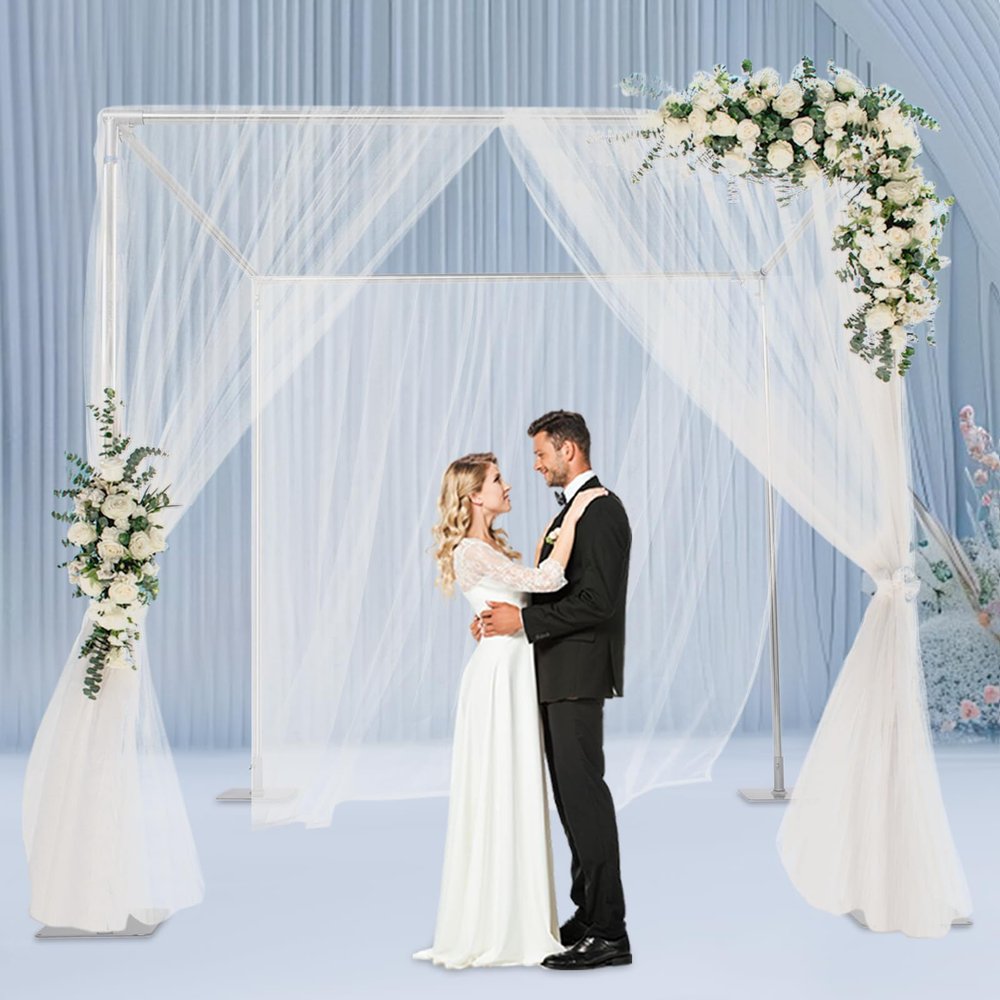 10 * 10 * 10FT Backdrop Canopy Kit Adjustable 4 Post Canopy Chuppah Mandap Hardware Kit Outdoor Wedding Party Stand 4 Post Backdrop Stand Kit for Wedding Party Photography Show