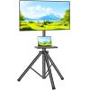 TVON TV Tripod Stand with Shelf for 23-80 inch LED LCD Flat Screen/Curved TVs, Portable TV Stand with 15 Tilt and Height Adjustment Holds up to 100lbs, Outdoor TV Mount Max VESA 600x400m view 1