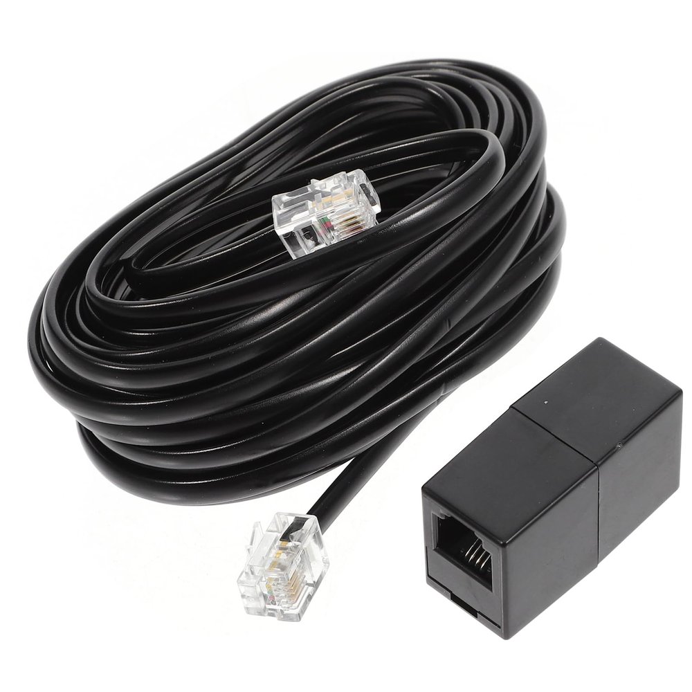 DOITOOL 1set Telephone Cable Pc Connector Includes Coupler and Cable Staples for Landline Phones and Home Office Use