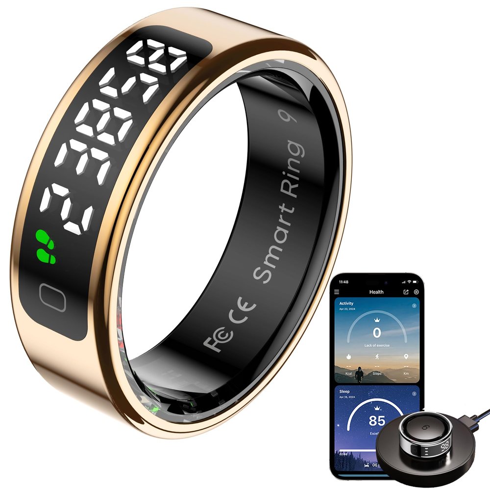 Smart Ring with Screen Heart Rate Monitor Sleep Tracker Fitness Step Counter Calories Health Anillo Inteligente Tasbih Finger Counter Remote Camera Smart Rings for Men Women