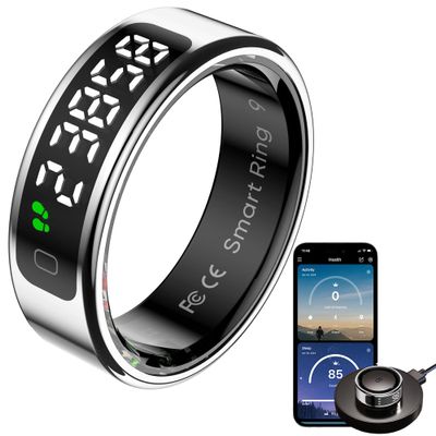 CNBRO Smart Ring with Screen Heart Rate Monitor Sleep Tracker Fitness Step Counter Calories Health Anillo Inteligente Tasbih Finger Counter Remote Camera Smart Rings for Men Women