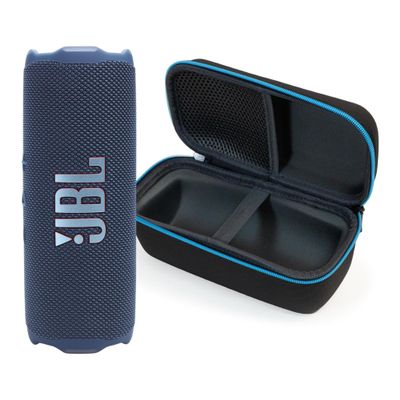 JBL Flip 7 (Blue) + Bundle with divvi! Protective Hardshell Case (Black)