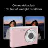 4K Digital Camera for Photography, 50MP Vlogging Camera with 2.8 Inch Screen, 16X Zoom Point and Shoot Camara, Autofocus Compact Camera (Rose) view 2