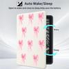 Joyland Cute Pink Bow Pattern for Kindle Paperwhite 12th Gen 2024 (7inch) Premium PU Leather Protective Sleeve Cover with Hand Strap,Auto Sleep/Wake view 2