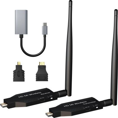 Wireless HDMI Transmitter and Receiver 2025 Upgraded 165FT/50M, HDMI Wireless Plug & Play, 4K Decoding 1080P@60Hz, Ultra-Low Latency, Suitable for Meetings, Home, Outdoor and More