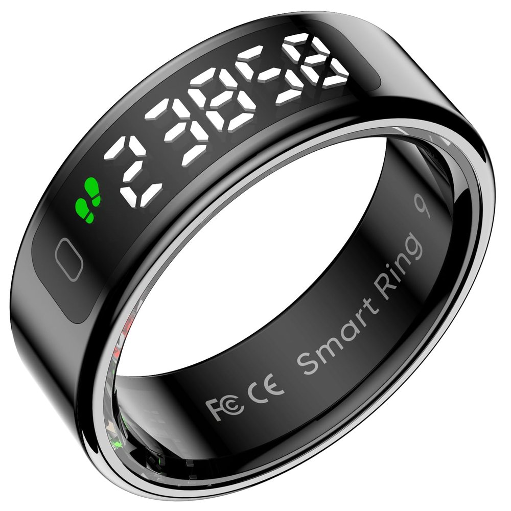 Smart Ring for Men Health Ring with Touchscreen Heart Rate Monitor Sleep Tracker Gesture Control for Scrolling Fitness Tracker Ring Pedometer IP68 Waterproof Compatible with iOS Android Phones