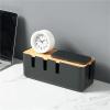 Cable Management Box Desktop Cable Storage Box Wood Seven-Hole Power Line Wire Management Box Charger Socket Network Line Storage Bin(White) view 2