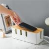 Cable Management Box Desktop Cable Storage Box Wood Seven-Hole Power Line Wire Management Box Charger Socket Network Line Storage Bin(White) view 3