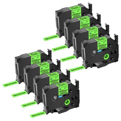 KCMYTONER 8 Pack Compatible for Brother P-Touch TZe-D41 TZ-D41 TZe TZ Label Tape 18mm 0.7'' Laminated Black on Fluo Green Tape Label Maker Tape for PT-1400 PT-1500 PT-1500PC PT-1600 PT-1700 PT-1750