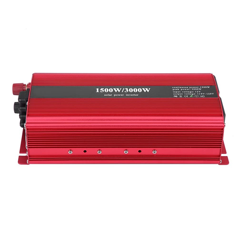 1500W DC 12V to AC/Peak Power 3000W Car Power Inverter Converter Dual USB, Metal Material, Cooling Fan, Wide Range Power Outlets, Stable and, Camping, Outdoors, (US Plug 110V)
