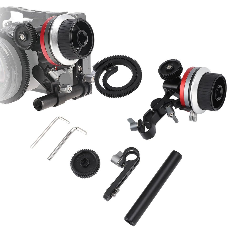 Camera Follow Focus, Follow Focus for DSLR and Mirrorless Camera Lenses with Lens Gear Ring Handwheel and 15mm Rod Clamp 138 Adjustable Mirrorless Camera Follow Focus Puller