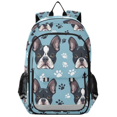 ALAZA Dog Print Paw Blue Laptop Backpack Purse for Women Men School Bag 17 Inch Bookbag Student Boys Girls Travel Casual Daypack
