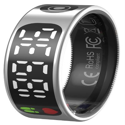 Smart Ring for Men Touchscreen Health Ring Heart Rate Monitor Sleep Tracker Gesture Control for Scrolling Videos Fitness Tracker Ring Pedometer IP68 Waterproof Compatible with iOS Android Phones
