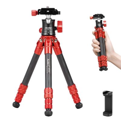 Avella MP10C Carbon Fiber Mini Tripod, 15.3'' / 39cm Compact Pocket Tabletop Tripod with 360 Ball Head, Built-in QR Plate for Arca, Capacity 5kg / 11lb for Phone DSLR Camera Video Camcorder Webcam