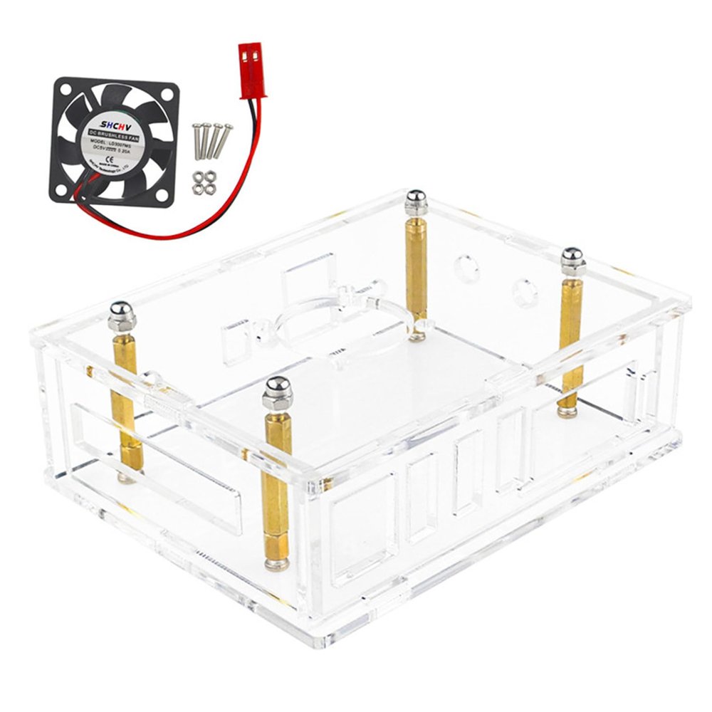 Replacement Acrylic Enclosure Case House with Cooling Fan for Orange Pi 5 Plus New