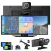 10.26" HD Wireless Android & Carplay Screen for Car, Portable Touchscreen Car Stereo with 4K Dash Cam, 1080P Backup Camera, Bluetooth, AUX/FM, Siri, Mirror Link, GPS Navigation view 1