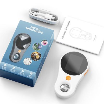 CHEOTIME Handheld Digital Microscope, 2.0 inch IPS Color Screen,Portable Digital Magnifying Glass 500x,Marco Microscope for Kids,Built in 8LED Lights,Compatible with Win Vista XP (White)