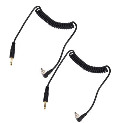 TYTOGE 2pcs Universal 3.5mm to Male Flash PC Sync Cable Coiled Cord with Screw Lock for Digital Cameras