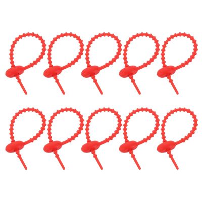 uxcell 20Pcs 5" Silicone Cable Ties, Reusable Zip Ties Strips Twist Tie, Cable Cord Wraps Management Organizer for Home Office Kitchen Food Bag, Red